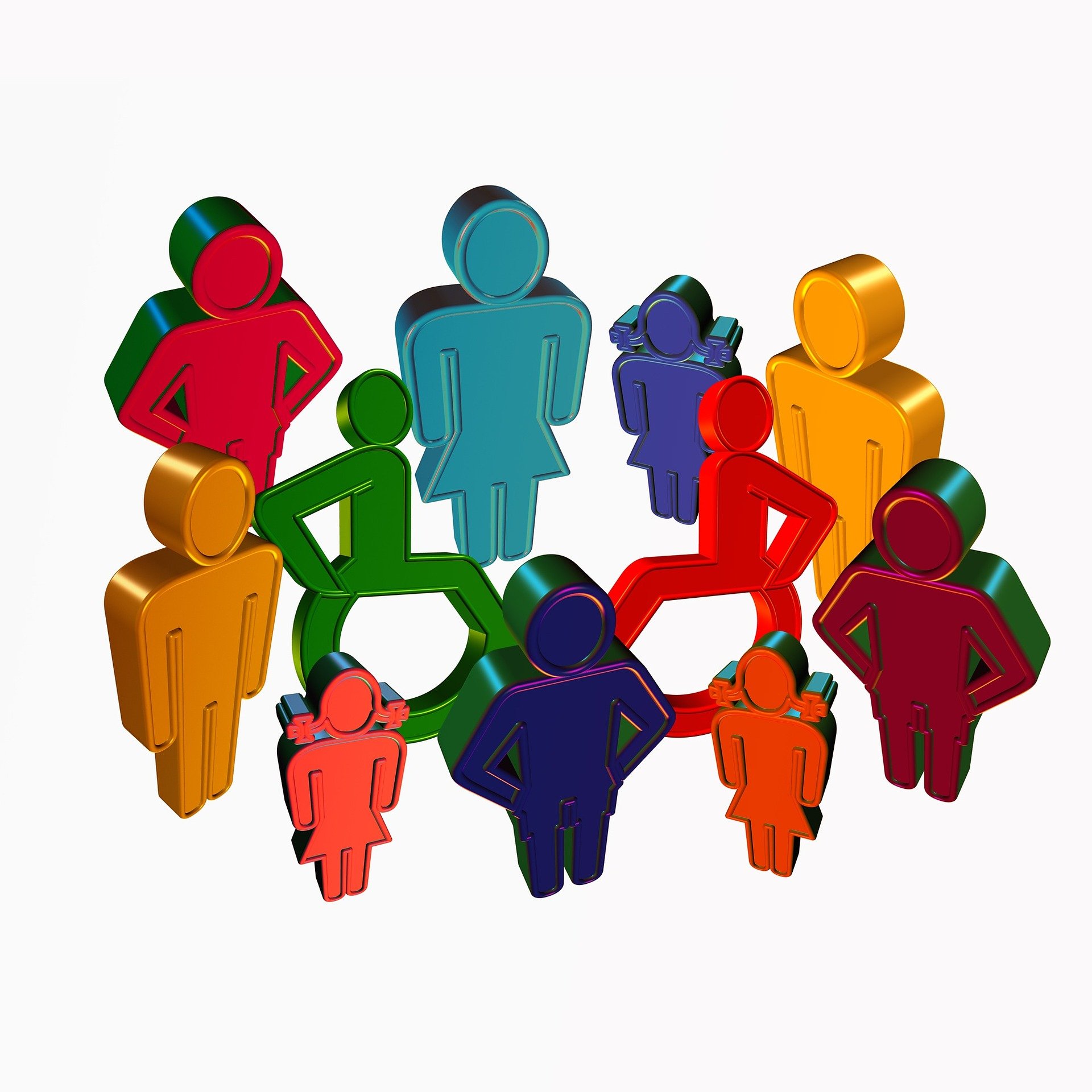 Disegno di persone disabili e normodotate